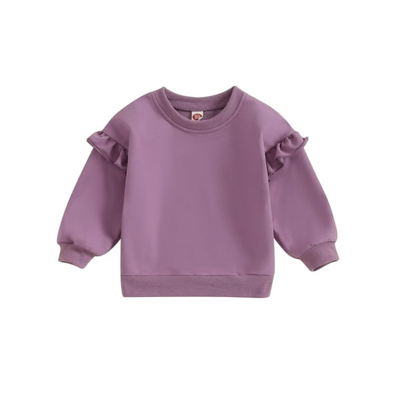 Wassery Toddler Girl Casual Sweatshirts 6M 12M 18M 24M 3T 4T Baby Girl Solid Color Crew Neck Long Sleeve Pullovers Tops Fall Loose Fit Clothing for Child Girl
