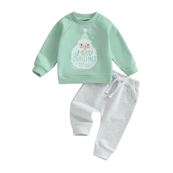 Wassery Toddler Girl Christmas Outfits Clothes 3M 6M 12M 18M 24M 3T Baby Girls Long Sleeve Santa Letter Print Sweatshirt+Trousers Set 2Pcs Holiday Party Clothing for Infant Newborn Girl