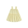 thumbnail image 1 of Wassery Toddler Girl Ruffle Sling Dresses Sleeveless Off Shoulder Solid Color A-Line Dress 3M-4T Summer Casual Party Street Princess Dress, 1 of 8