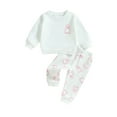 thumbnail image 1 of Wassery Toddler Girls Boys Halloween Outfits Set Long Sleeve Ghost Print Sweatshirts Tops + Long Pants Sets 6M 12M 18M 2T 3T Toddler Girl 2PCS Fall Casual Clothes, 1 of 9