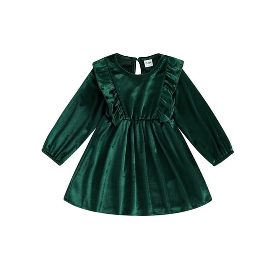 Wassery Toddler Girls Christmas Princess Dress Clothes 9M 12M 18M 24M 2T 3T 4T Kids Girls Long Sleeve Velvet A-line Dress Fall Christmas Themed Clothing for Baby Girls