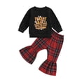 thumbnail image 1 of Wassery Toddler Girls Clothes Infant Baby Thanksgiving 2 Piece Outfits Long Sleeve Letter Print Sweatshirt Tops Plaid Flare Pants Set 0-3 Years, 1 of 8