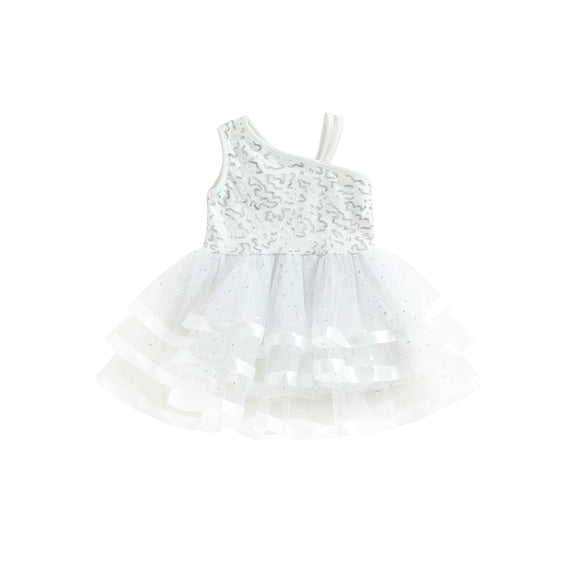 Wassery Toddler Girls Dress Sleeveless Flower Sequins Princess Dress Layer Tulle TuTu Dress Summer Casual A-line Dress for Birthday Party 12M-5T