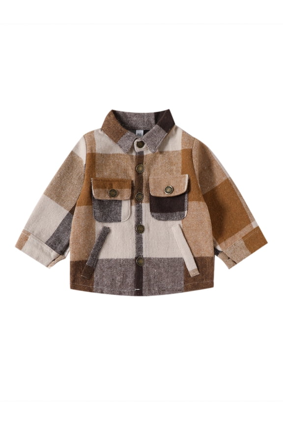 Toddler Girls Flannel Coat 3M 6M 12M 18M 24M 3T Baby Fall Winter Warm Clothes Long Sleeve Plaid Jacket Fleece Outerwear with Pockets 3M-3T