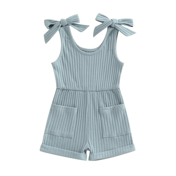 Wassery Toddler Girls Romper Pants Sleeveless Ribbed Short Jumpsuit Pants 6M 12M 24M 2T 3T 4T Baby Girls Summer Clothes