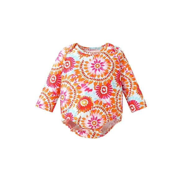 Wassery Toddler Girls Romper Swimsuit Flower Print Long Sleeve Round Neck Swimwear Ruffle One Piece Rash Guard Sun Protection Bathing Suit Summer Kids Swimming Suit 12M-5T