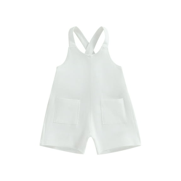 Wassery Toddler Girls Summer Casual Jumpsuit Solid Color Sleeveless Suspender Overall Romper Bodysuit