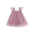 thumbnail image 1 of Wassery Toddler Girls Summer Dresses Princess Solid Color Fly Sleeve Square Neck Layered Tulle Tutu Dress Princess Birthday Party Casual A-line Dress 6M-5T, 1 of 8