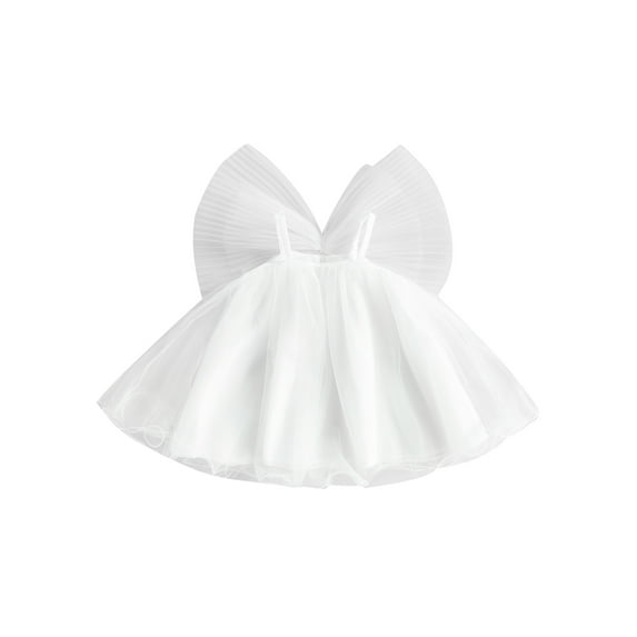 Wassery Toddler Girls Summer Dresses Sleeveless Mesh Tulle Dress Baby White Round Neck A-line Dress Birthday Princess Dress 12M-5T