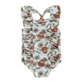 thumbnail image 1 of Wassery Toddler  Girls Summer Romper Swimsuit Cow Print Ruffle Swimwear Round Neck Ruffle One Piece Rash Guard Bikini Bathing Suit  Beachwear 18M-6T, 1 of 8