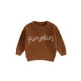 thumbnail image 1 of Wassery Toddler Girls Sweater Long Sleeve Crew Neck Letters Embroidery Knitted Sweater Newborn Warm Knit Pullover Sweater Infant Baby Fall Winter Knitwear 0-3T, 1 of 8