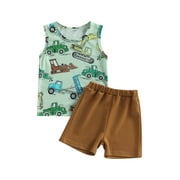 Wassery Toddler Kids Boy Summer Clothes 2T 3T 4T 5T 6T 7T Little Boys  Sleeveless T-Shirt Letter Print Tank Tops+Casual Shorts Outfit Set