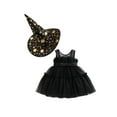 thumbnail image 1 of Wassery Toddler Kids Girls Halloween Dress and Witch Hat Sleeveless Tulle Tutu Princess Dress 2Pcs Cosplay Party Outfits, 1 of 9