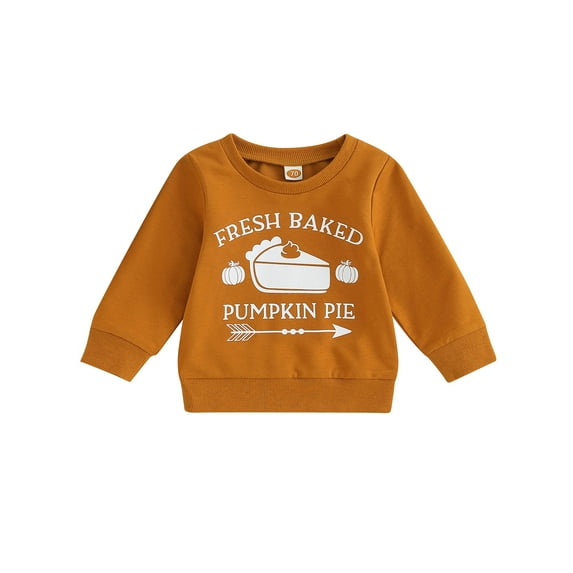 Wassery Toddler Thanksgiving Sweatshirts Long Sleeve Round Neck Pumpkin Pie Letter Print Pullovers Tops 6M 12M 18M 24M 3T 4T Infant Baby Fall Clothes for Boys Girls