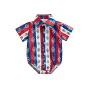Wassery Western Baby Boy Clothes 6 12 18 24 Months Cowboy Shirt Romper Short Sleeve Button Down One Piece Bodysuit Infant Gentleman Outfits 0-24M