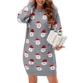thumbnail image 1 of Wassery Women Christmas Sweater Dress Juniors Long Sleeve Crew Neck Santa Print Loose Knitwear Long Dress Lady Autumn Winter Casual Warm Pullover Dress, 1 of 6