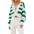 thumbnail image 1 of Wassery Women Knitted Cardigan Lightweight Long Sleeve Contrast Color Sweaters Open Front Buttons Cardigans Coat Fall Casual Soft Knit Outwear, 1 of 7