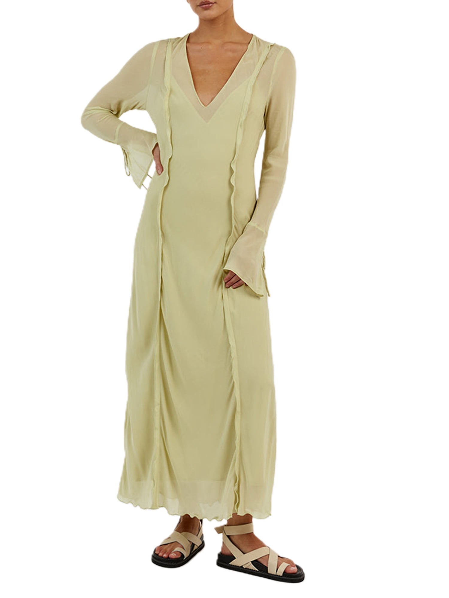 Mesh See through Maxi Long Dress
