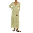 thumbnail image 1 of Wassery Women Long Dress Long Sleeve See-Through Mesh Maxi Dress Deep V Neck Bodycon Sexy Dress Cocktail Club Streetwear Beach Cover Up, 1 of 7