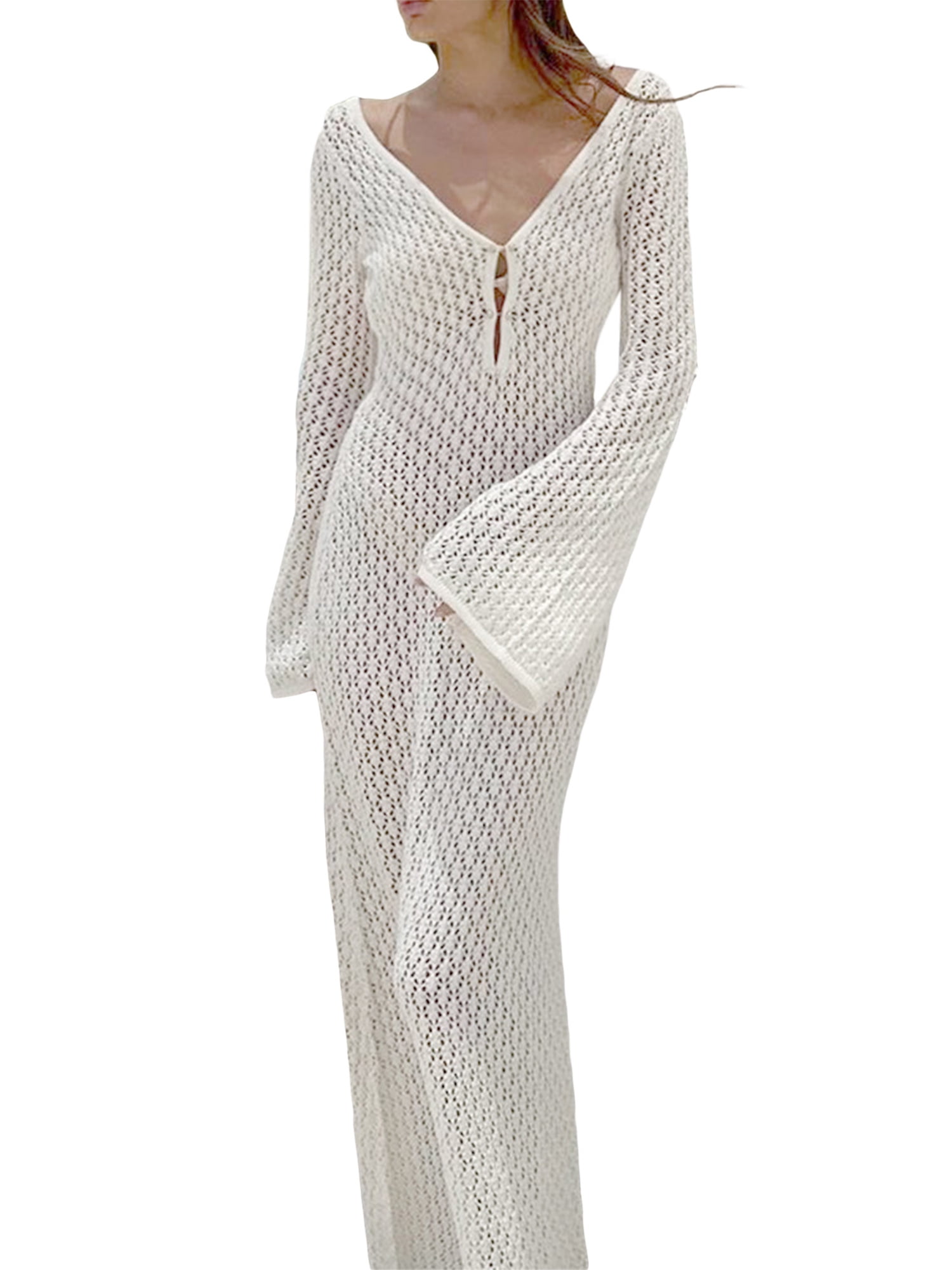 Lace Deep V-Neck Backless Hollow Out Bodycon Dress Lace Deep V-Neck Backless Hollow Out Bodycon Dress