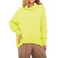 thumbnail image 1 of Wassery Women Loose Turtleneck Sweater Solid Color Long Sleeve Knit Pullovers Tops Women Fall Winter Warm Sweater Streetwear, 1 of 8
