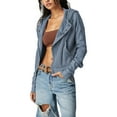 thumbnail image 1 of Wassery Women Vintage Hoodies Long Sleeve Zipped Hoodies Sweatshirts Solid Color Loose Waffle Hooded Coat Autumn Winter 90S Aesthetic Clothes, 1 of 8