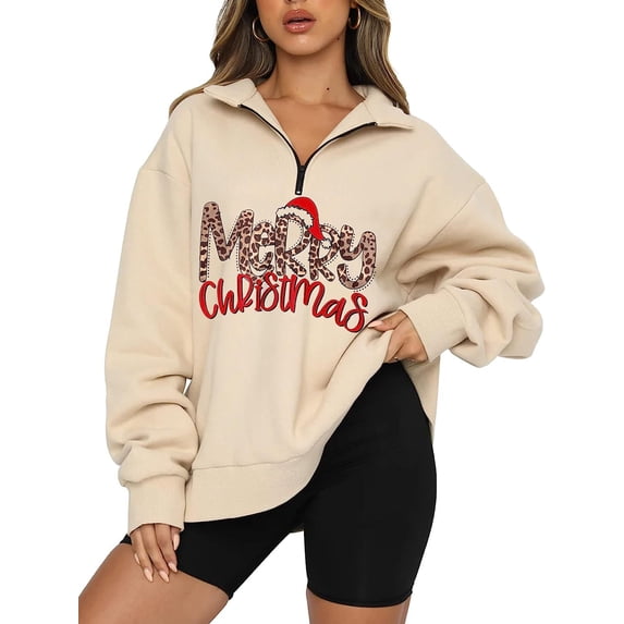 Wassery Women's Christmas Sweaters Teen Girls Sweatshirt Long Sleeve Letter Cartoon Glass Cup Print Pullover Tops Casual Loose Fit Clothes