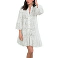 thumbnail image 1 of Wassery Women's Fall Shirt Dress Embroidery Lace Eyelet Party Dress Long Sleeve Hollow Out Front Button V-Neck Loose Midi Dress, 1 of 8