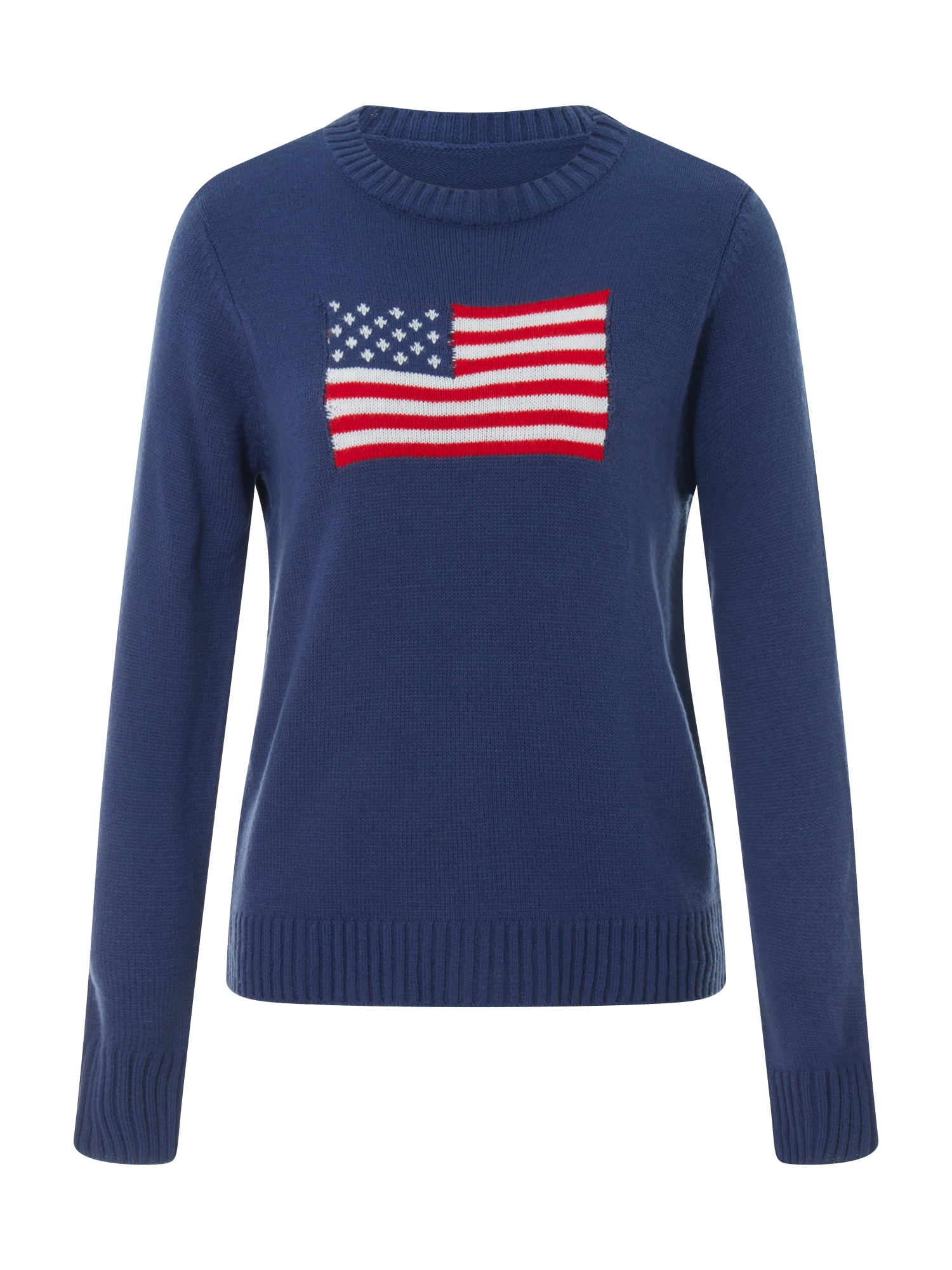 Wassery Women's Junior Sweater Long Sleeve Crew Neck American Flag ...