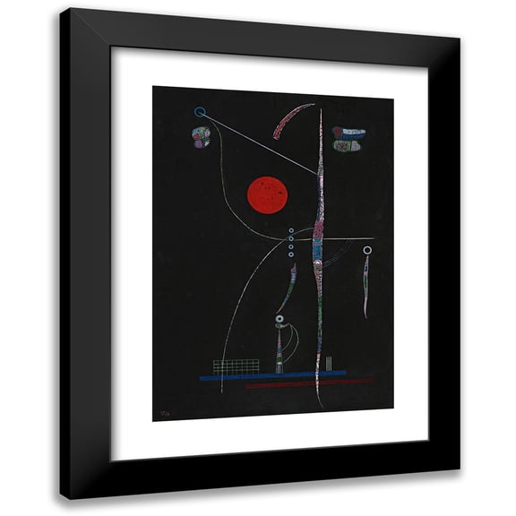Wassily Kandinsky 11x14 Black Modern Framed Museum Art Print Titled - Red Accent (1938)