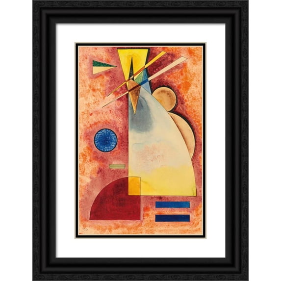 Wassily Kandinsky 11x14 Black Ornate Wood Framed Double Matted Museum Art Print Titled: In Each Other (Intermingling) (1928)