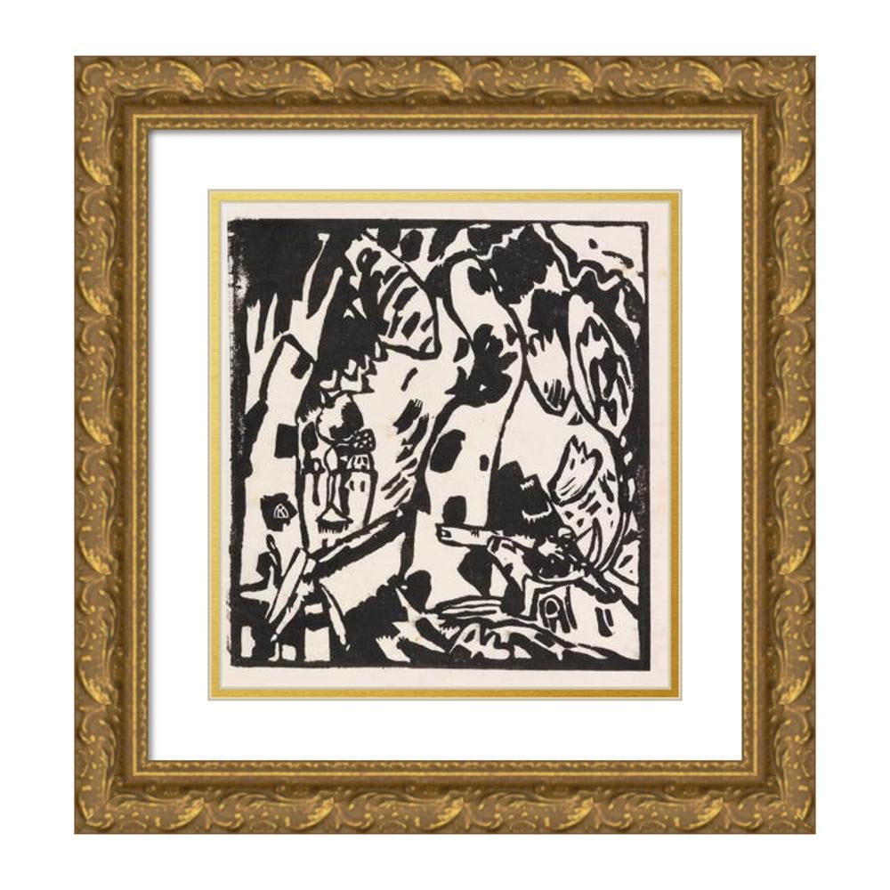 Wassily Kandinsky 15x16 Black Ornate Wood Framed Double Matted