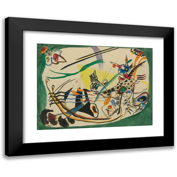 Wassily Kandinsky 14x11 Black Modern Framed Museum Art Print Titled - Design for 'Green Rand' (Study for ‘Green Border’) (1919)