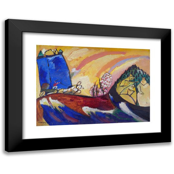 Wassily Kandinsky 14x11 Black Modern Framed Museum Art Print Titled - Painting with Troika (1911)