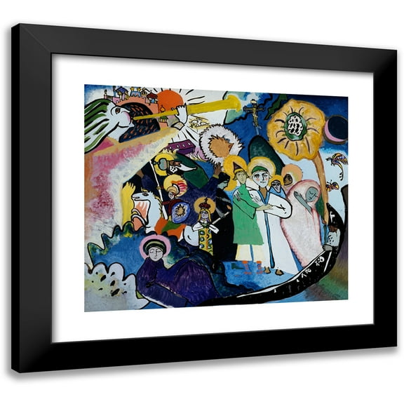 Wassily Kandinsky 14x12 Black Modern Framed Museum Art Print Titled - All Saints Day I (1911)