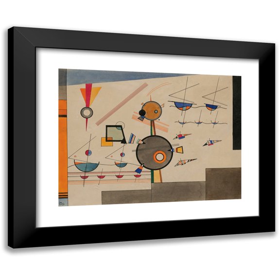 Wassily Kandinsky 14x12 Black Modern Framed Museum Art Print Titled - Float (Floating) (1924)