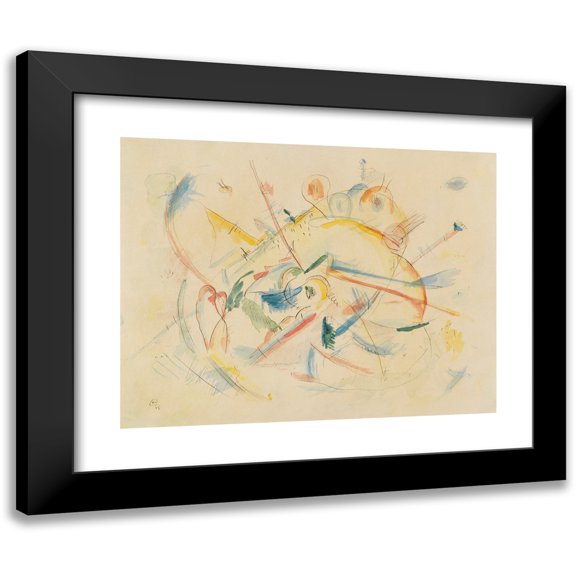 Wassily Kandinsky 14x12 Black Modern Framed Museum Art Print Titled - Without Title (1915)