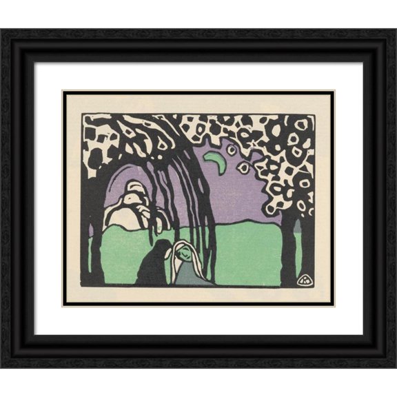 Wassily Kandinsky 14x12 Black Ornate Wood Framed Double Matted Museum Art Print Titled: Sounds Pl.20 (1913)