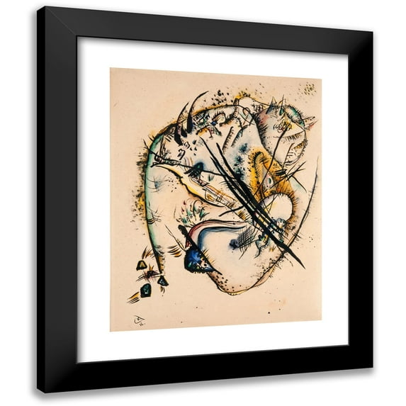 Wassily Kandinsky 15x18 Black Modern Framed Museum Art Print Titled - Watercolour with Seven Strokes (1916)