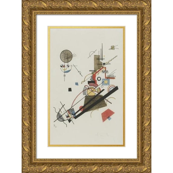 Wassily Kandinsky 17x24 Gold Ornate Framed and Double Matted Museum Art Print Titled - Happy Augsteig (1923)