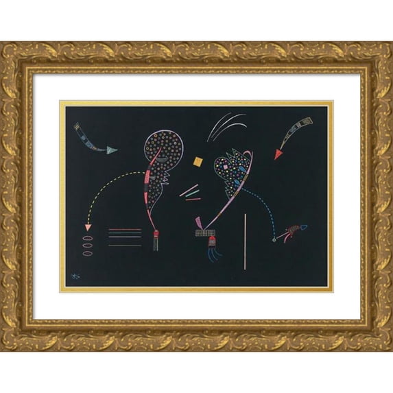 Wassily Kandinsky 18x13 Gold Ornate Wood Frame and Double Matted Museum Art Print Titled - Two Coasts (1938)