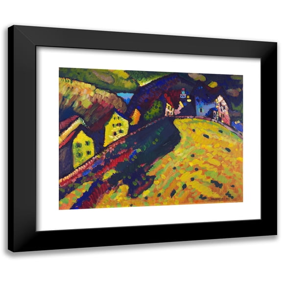 Wassily Kandinsky 18x15 Black Modern Framed Museum Art Print Titled - Houses at Murnau (1909)