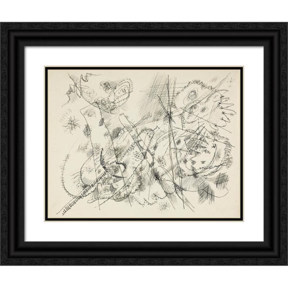 Wassily Kandinsky 18x15 Black Ornate Wood Framed Double Matted Museum Art Print Titled - Design for an Etching (1913)
