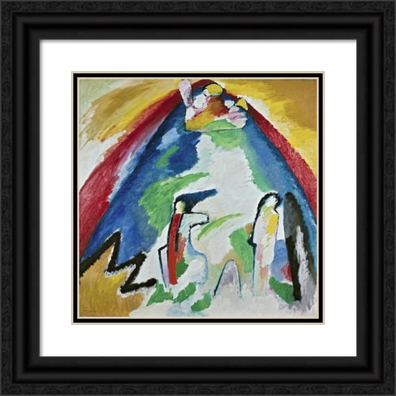 Wassily Kandinsky 20x20 Black Ornate Framed Double Matted Museum Art Print Titled: Berg (1909)