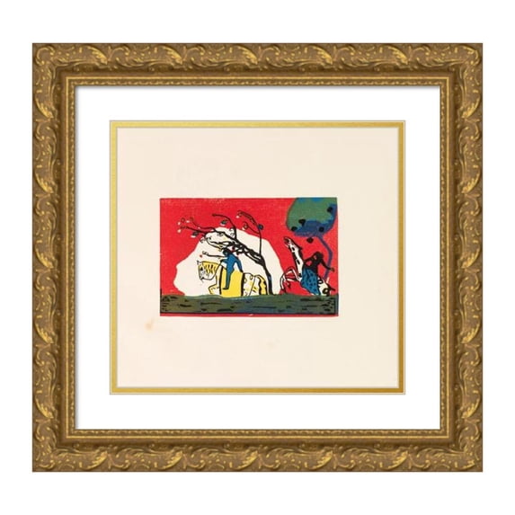 Wassily Kandinsky 21x20 Gold Ornate Framed and Double Matted Museum Art Print Titled - Sounds (1913)