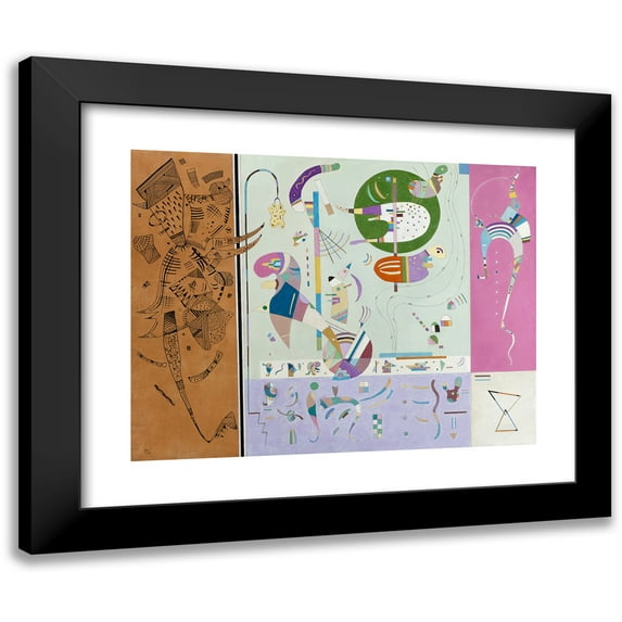 Wassily Kandinsky 24x19 Black Modern Framed Museum Art Print Titled - Parties Diverse (1940)