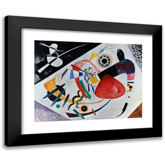Wassily Kandinsky 24x19 Black Modern Framed Museum Art Print Titled - Red Spot II (1921)