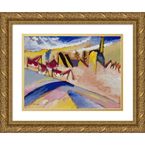Wassily Kandinsky 24x19 Gold Ornate Framed and Double Matted Museum Art Print Titled - Study for ‘Winter No. II' (1911)