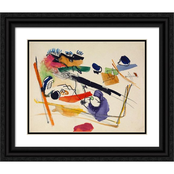 Wassily Kandinsky 24x20 Black Ornate Framed Double Matted Museum Art Print Titled: Untitled (1913)