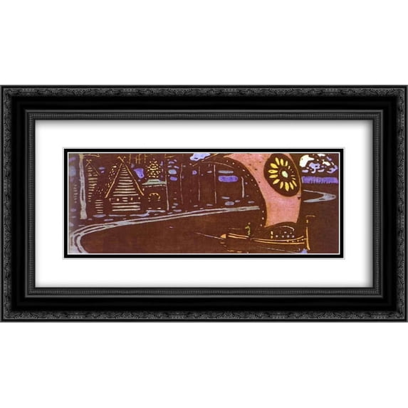 Wassily Kandinsky 2x Matted 24x14 Black Ornate Framed Art Print 'The golden sail'